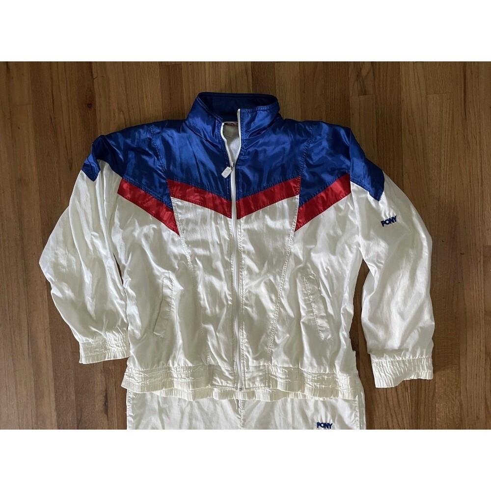 PONY Vintage Nylon 2 Piece Colorblock Red, White, & Blue Tracksuit Men’s XL